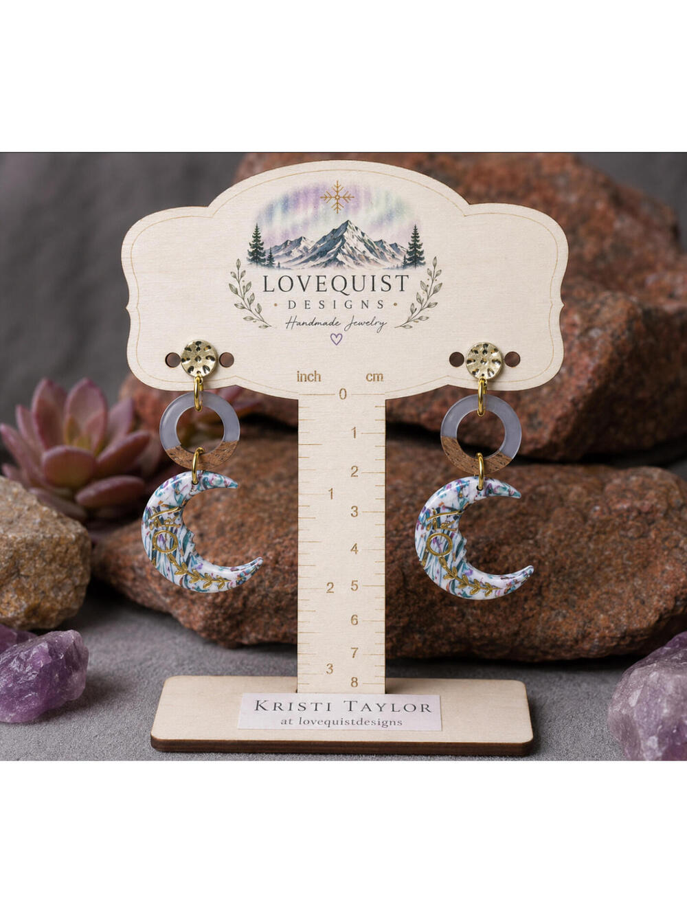 Månslinga | Ethereal Crescent Moon Polymer Clay Statement Earrings
